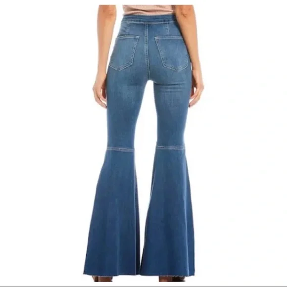 22 Vintage Bell boho Raw hem Flared Jeans - Picture 5 of 8